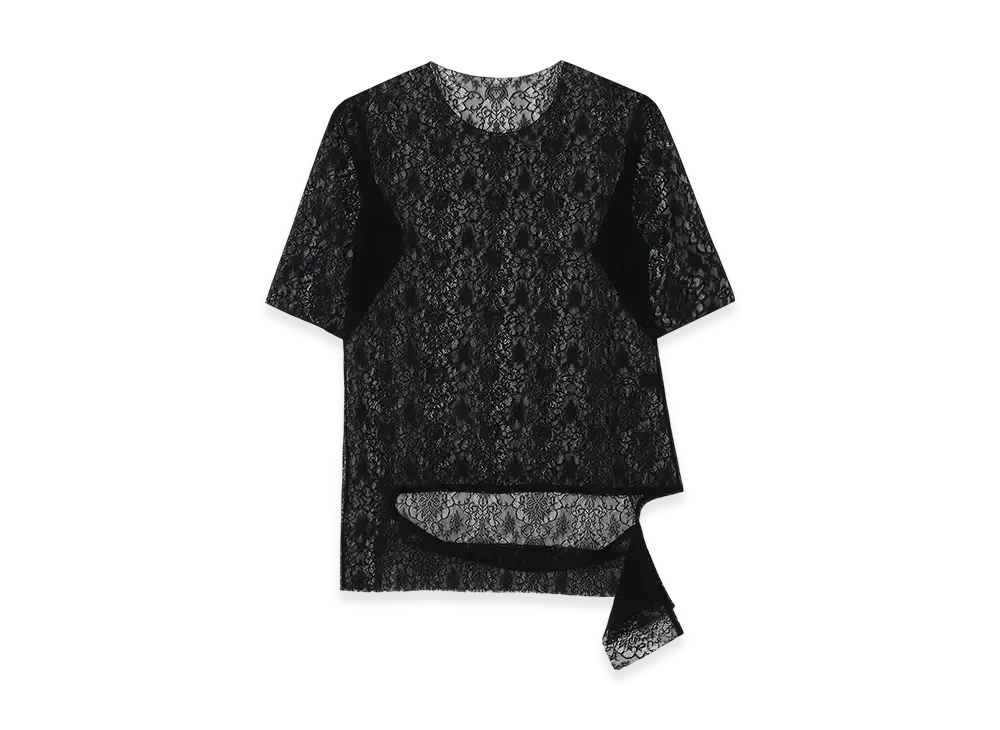 Yohji Yamamoto Stretched Lace R-Hem Twisted T "Black"