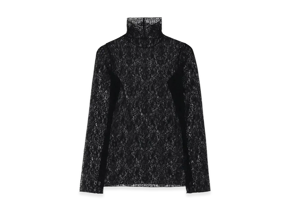 Yohji Yamamoto Stretched Lace R-Turtleneck T "Black"