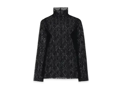 Yohji Yamamoto Stretched Lace R-Turtleneck T "Black"
