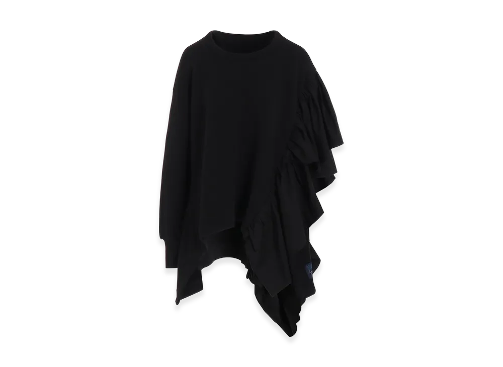 Yohji Yamamoto Liy/C French Terry R-Frill Sweat Shirt "Black"
