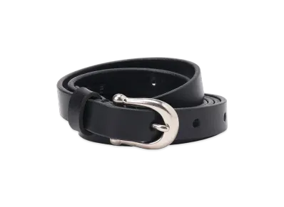 Yohji Yamamoto Matt Soft Oil Leather 15Mm Long Belt "Black"