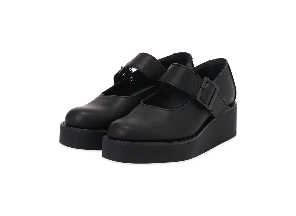 Yohji Yamamoto Soft Smooth Leather Platform Strap Shoes "Black"