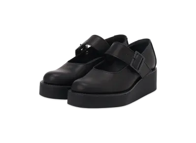Yohji Yamamoto Soft Smooth Leather Platform Strap Shoes "Black"