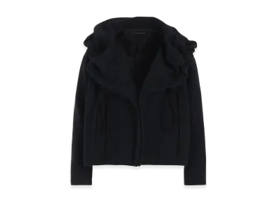 Yohji Yamamoto Wool Plaid Pattern Gathered Jackets "Black"