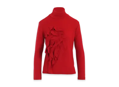 Yohji Yamamoto Wool Motif Turtle Neck Long Slv "Red"