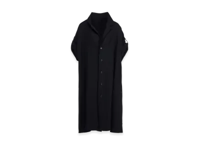 Yohji Yamamoto Wool Gabardine Short Sleeve Coat "Black"