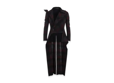Yohji Yamamoto Grey Ombre Plaid D Tuxedo Jacket "Red"