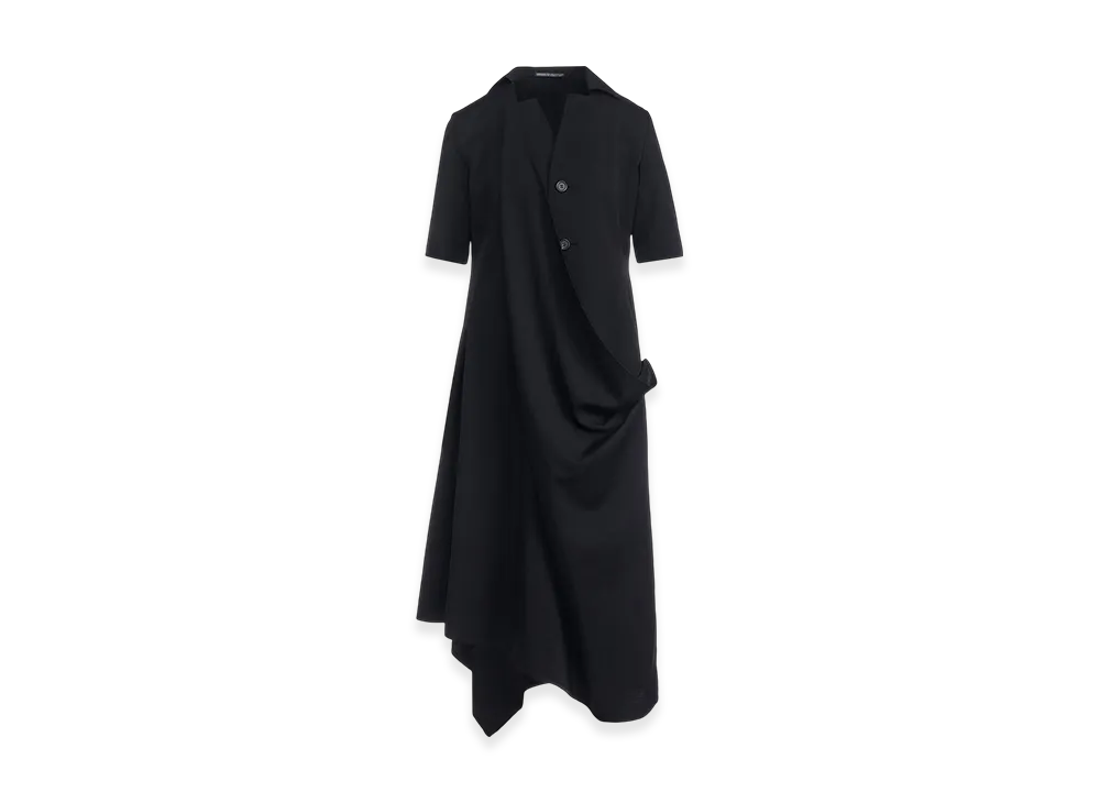 Yohji Yamamoto Gabardine Draped Dresses "Black"