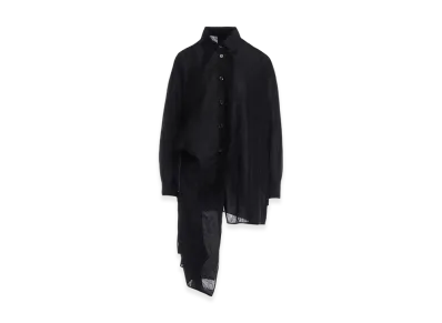 Yohji Yamamoto Si/C Lawn Tack Long Shirts "Black"