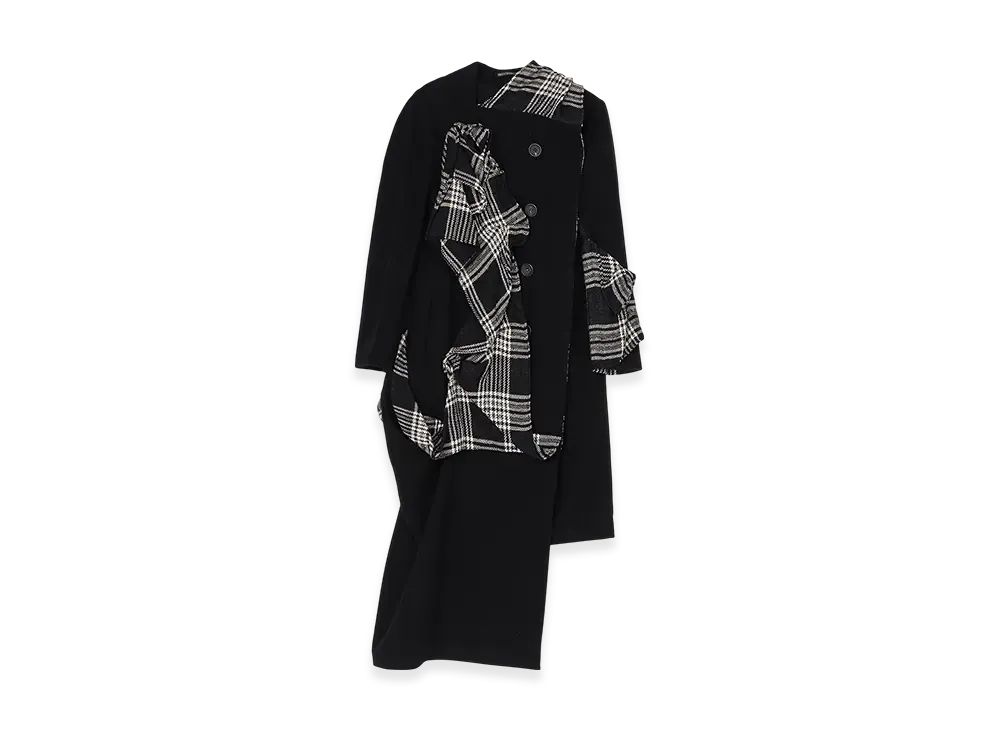 Yohji Yamamoto R-Side Drepe Detail Coat "Black/Gray"