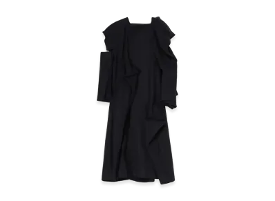 Yohji Yamamoto Sun Drying Super100 Melton Box Detail Stole Collar Coat "Black"