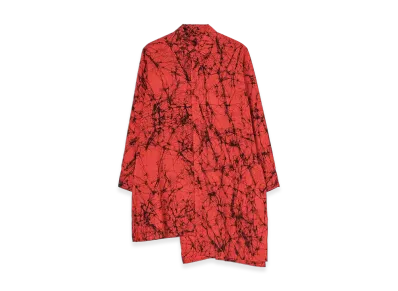Yohji Yamamoto Batikk Lawn Backside Wraped Flare Blouse "Red"