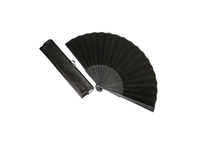 Yohji Yamamoto Leather Folding Fan "Black"