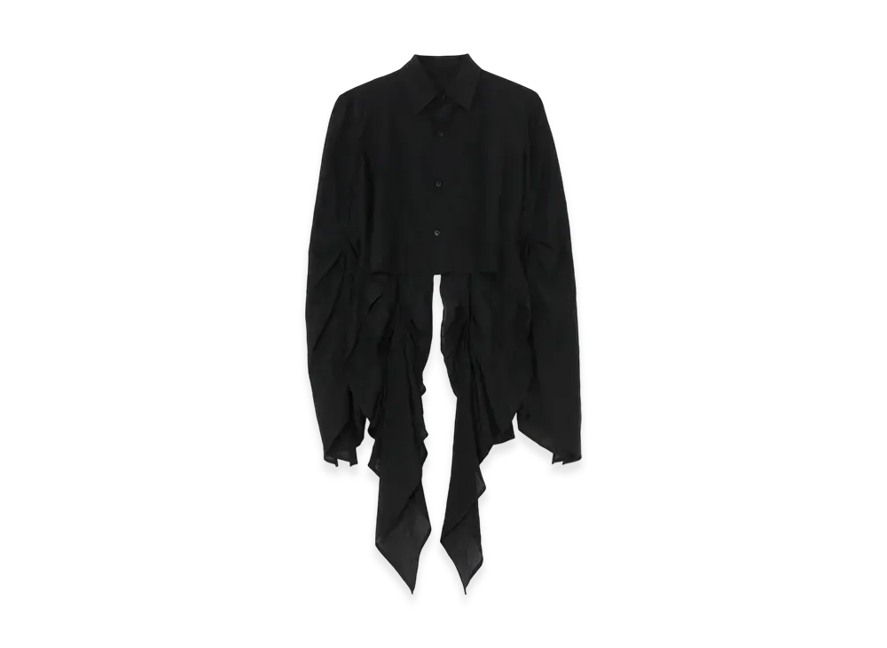 Yohji Yamamoto Si/C Lawn Swallowtail Gather Detail Blouse "Black"