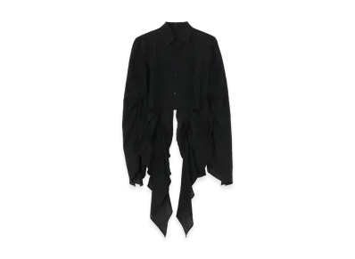 Yohji Yamamoto Si/C Lawn Swallowtail Gather Detail Blouse "Black"