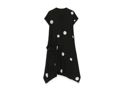 Yohji Yamamoto Discharging Dot Dresses "Black/Ivory"