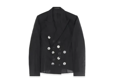 Yohji Yamamoto Dot Grey Discharge Print 6B Double Jacket "Black"