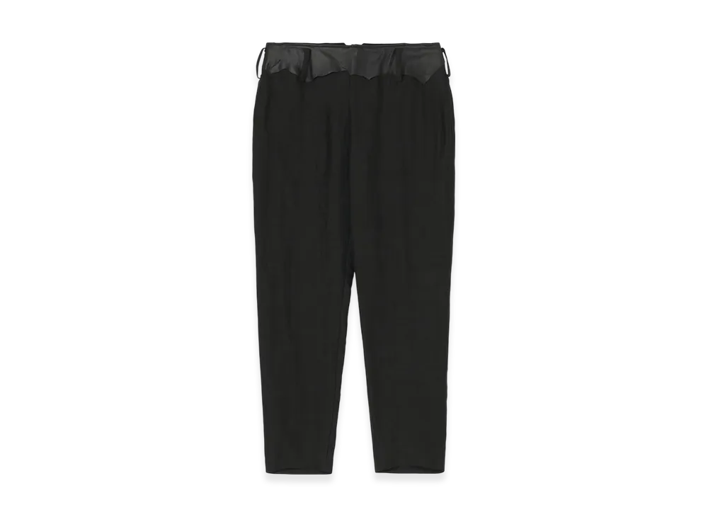 Yohji Yamamoto High Twisted Gabardine Leather Detail Pants "Black"