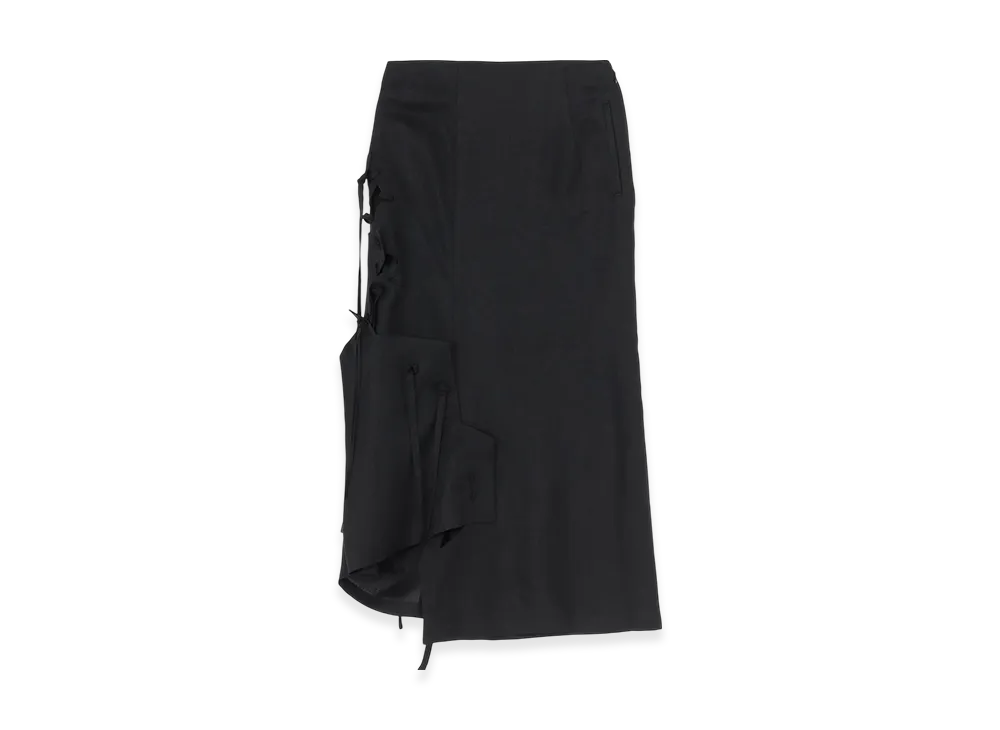 Yohji Yamamoto Linen Cloth Jagged Line String Skirt "Black"
