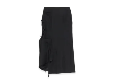 Yohji Yamamoto Linen Cloth Jagged Line String Skirt "Black"