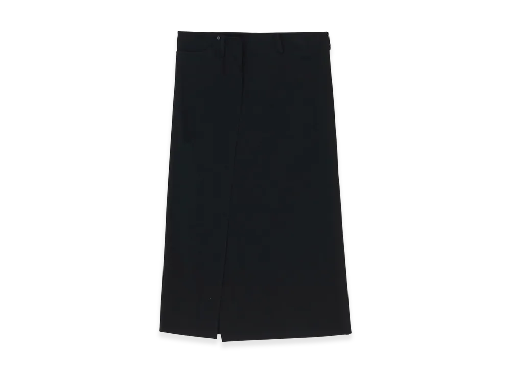 Yohji Yamamoto 7.6OZ Uneven Yarn Denim Belted Wrap Skirt "Black"