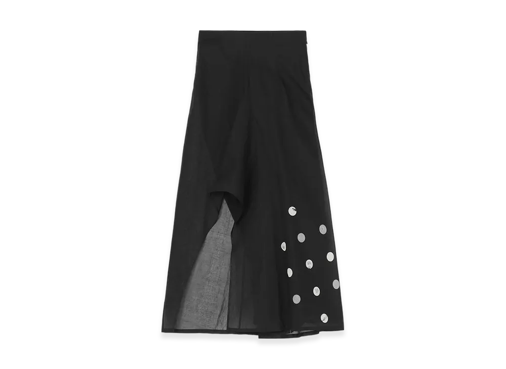 Yohji Yamamoto Dot Grey Discharge Print R Round Hem Skirt "Black"