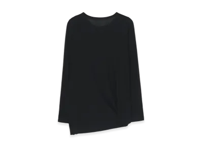 Yohji Yamamoto High Twisted Jersey Side Draped Long Slv Top "Black"