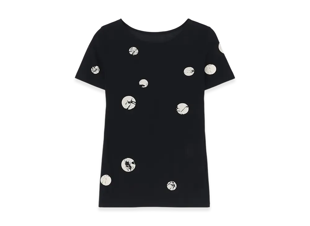 Yohji Yamamoto Discharging Dot Short Slv Round Neck "Black/Ivory"