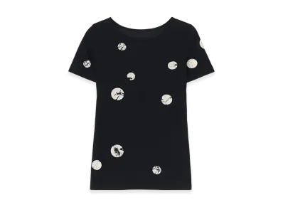 Yohji Yamamoto Discharging Dot Short Slv Round Neck "Black/Ivory"