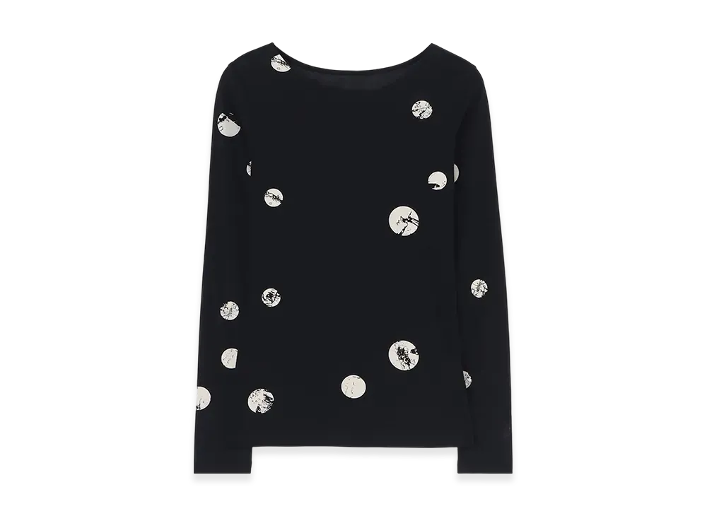 Yohji Yamamoto Discharging Dot Long Slv Round Neck "Black/Ivory"