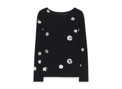Yohji Yamamoto Discharging Dot Long Slv Round Neck "Black/Ivory"