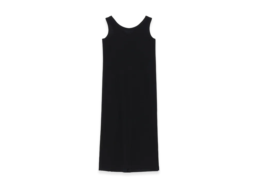 Yohji Yamamoto Cotton Single Jersey Collections Button Detail Dress "Black"