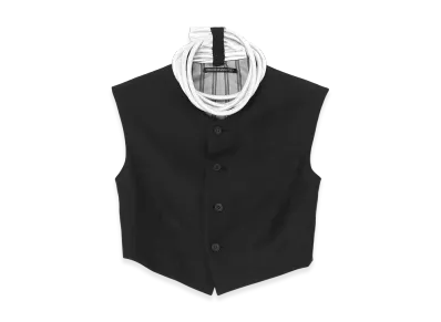 Yohji Yamamoto High Twisted Gabardine Basic Vest "Black"