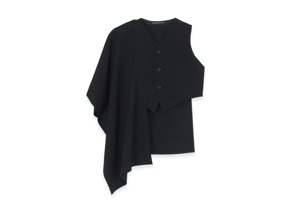 Yohji Yamamoto Gabardine R Stole Detail Vest "Black"