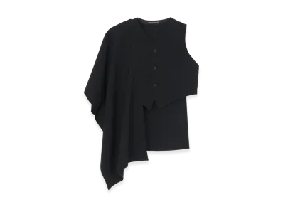 Yohji Yamamoto Gabardine R Stole Detail Vest "Black"