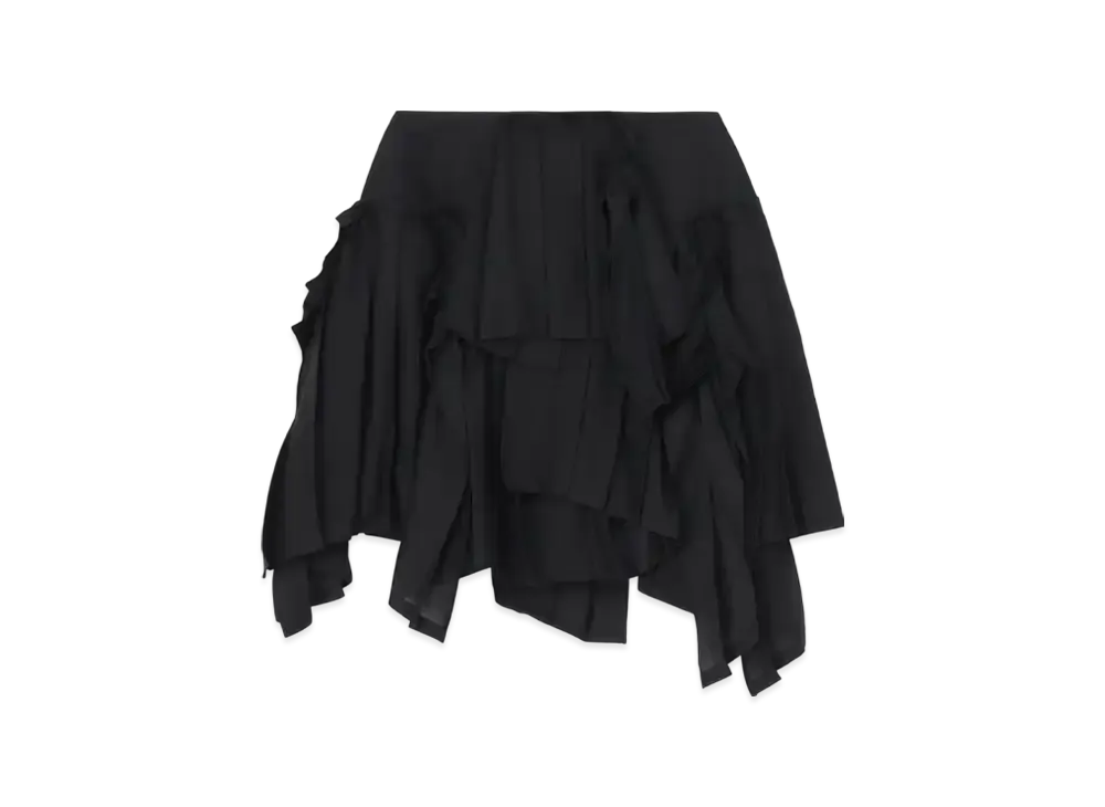 Yohji Yamamoto Cellulose/Ra Twill Pleated Short Skirt "Black"