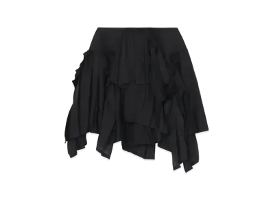 Yohji Yamamoto Cellulose/Ra Twill Pleated Short Skirt "Black"