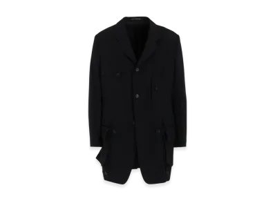 Yohji Yamamoto POUR HOMME Wool Gabardine Sleeve Button Detachable Pocket Jacket "Black"