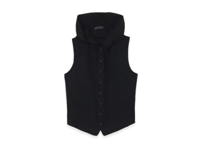 Yohji Yamamoto POUR HOMME Regulation Cellulose Gabardine Fooded Vest "Black"