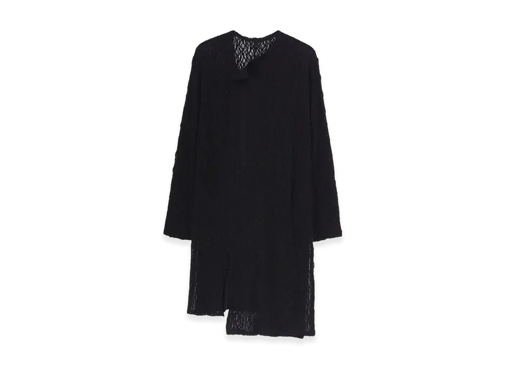 Yohji Yamamoto POUR HOMME Wrinkle Flower Shirring Unbalance LS T "Black"