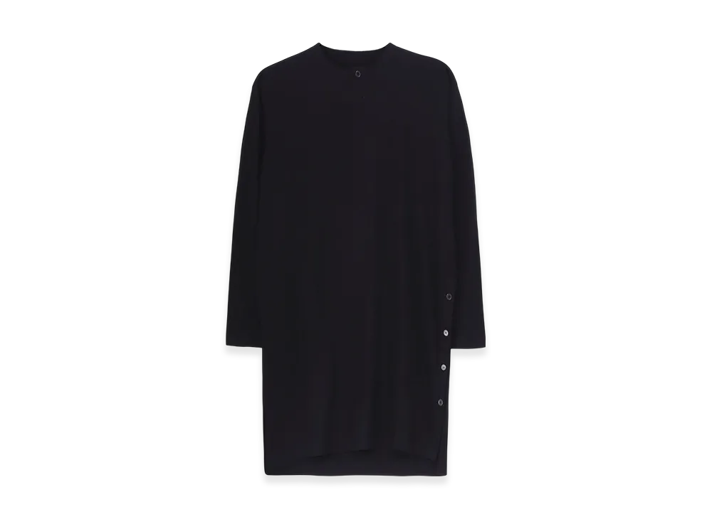 Yohji Yamamoto POUR HOMME Combed Single Jersey Single Button Henry Neck LS T "Black"