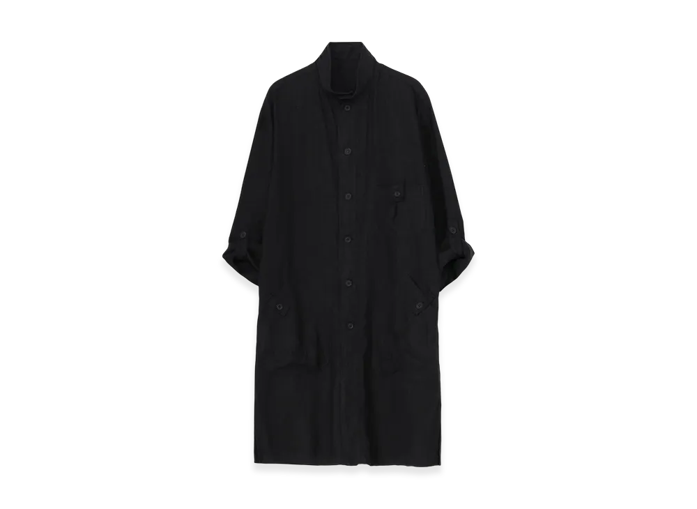 Yohji Yamamoto POUR HOMME Garment Dye Flax Shirt Coat "Black"