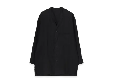Yohji Yamamoto POUR HOMME Garment Dye Flax Notched Blouse "Black"