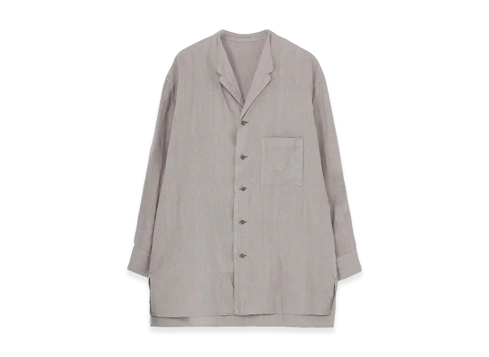 Yohji Yamamoto POUR HOMME Garment Dye Flax Notched Blouse "Gray"