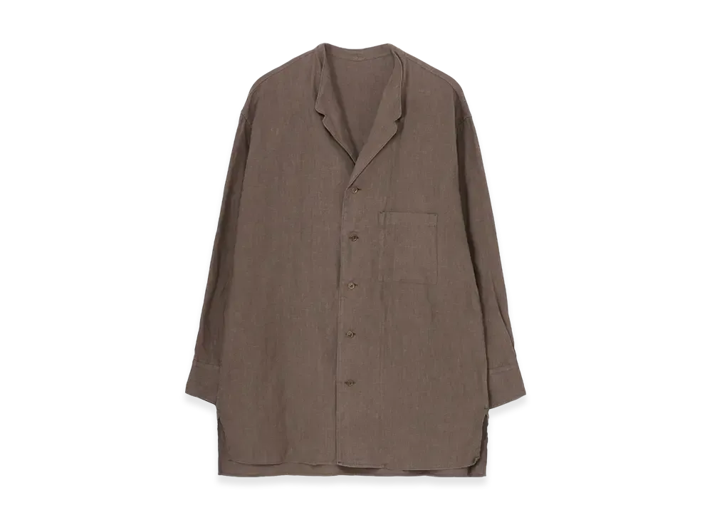 Yohji Yamamoto POUR HOMME Garment Dye Flax Notched Blouse "Khaki"