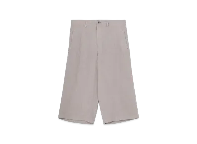 Yohji Yamamoto POUR HOMME Garment Dye Flax Wide Half Pants "Gray"