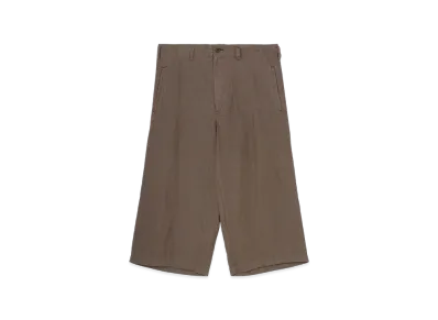 Yohji Yamamoto POUR HOMME Garment Dye Flax Wide Half Pants "Khaki"