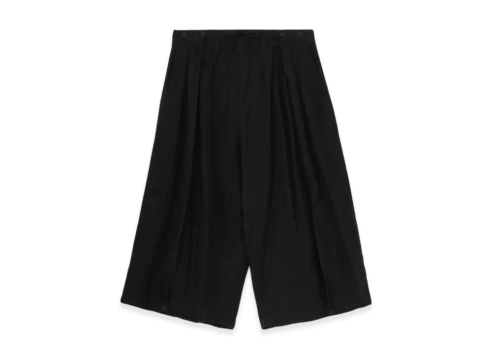 Yohji Yamamoto POUR HOMME Garment Dye Flax Both Sides Wrap Pants "Black"