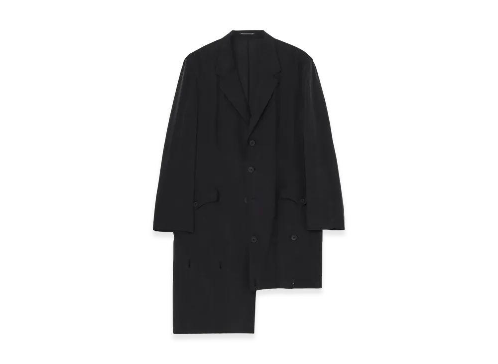 Yohji Yamamoto POUR HOMME Cellulose Ozone Hem Button Detail Jacket "Black"