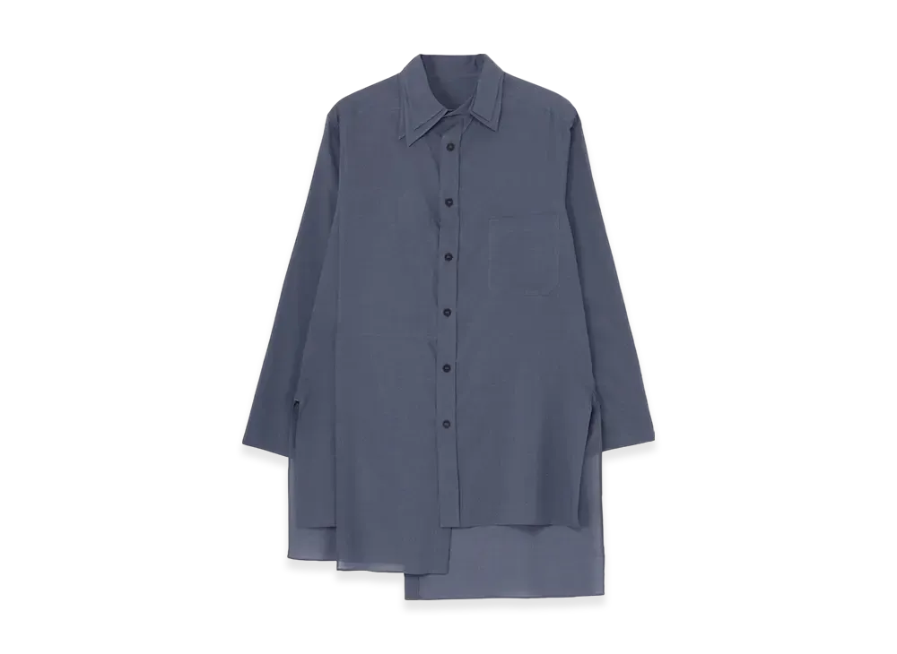 Yohji Yamamoto POUR HOMME 80C/S Loan Double Layer Asymmetry Blouse "Dark Blue"